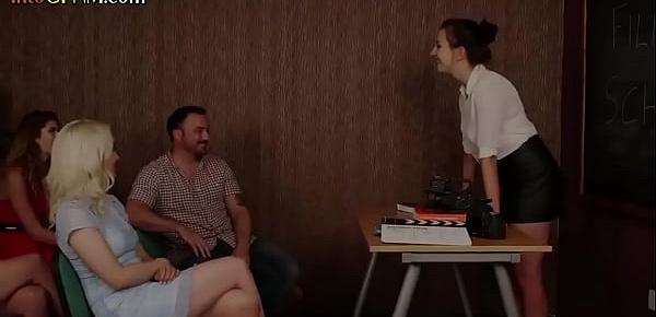 CFNM British babes blowing dick at film school